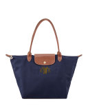 Le Pliage Large Monogram Shoulder Tote Bag, New Navy