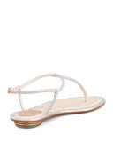 Crystal Flat Thong Sandal, Beige