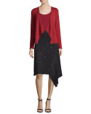 Long-Sleeve Draped-Front Cardigan, Plus Size