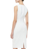 Sleeveless Boat-Neck Sheath Dress, Ivory