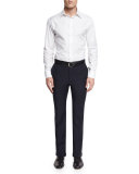 Modern-Fit Wool/Mohair Trousers, Navy