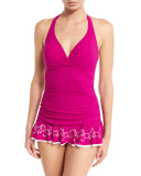 Enchantment Halter Swimdress, Magenta, Plus Size