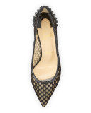 Guni Mesh Spike 55mm Red Sole Pump, Black