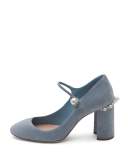Pearly Suede Mary Jane Pump, Light Blue