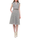 Cotton Voile Mock-Neck Dress, Silvercharm 