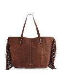 Suede Fringe Medium Unlined Tote Bag, Bracken