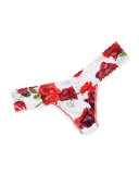 Rose Red Signature Lace Low-Rise Thong, Red/White