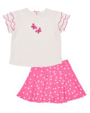 Butterfly Tee w/ Polka-Dot Skirt, Pink, Size 2-6X