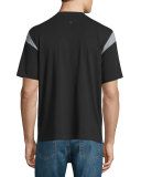Tobin Contrast-Panel Short-Sleeve Tee, Black