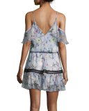 Aiden Floral-Print Cold-Shoulder Dress, Multi Pattern