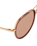 Two-Tone Aviator Sunglasses, Rose Gold