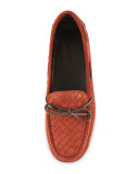 Intrecciato Suede Slip-On Driver, Brick
