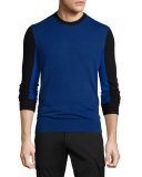 Colorblock Crewneck Sweater, Navy