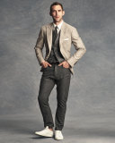 Peak-Lapel Two-Button Sport Jacket, Gravel