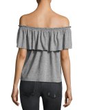 The Off-the-Shoulder Ruffle Top, Gray