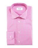 Contemporary-Fit Gingham Dress Shirt, Raspberry/White