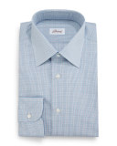 Micro-Check Grenadine Dress Shirt, Aqua