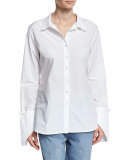 Fold-Over Cuff Shirt, White