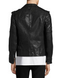 Studded Leather Biker Jacket, Black