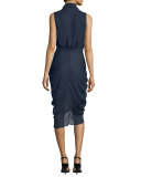 Draped Sleeveless Cocktail Dress, Ink