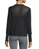 Downtown Mesh-Panel Long-Sleeve Sport Pullover