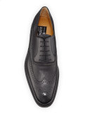 Wing-Tip Leather Oxford Shoe, Black