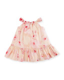 Shirred Floral Voile Dress w/ Bloomers, Multicolor, Size 12-24 Months