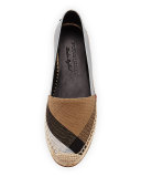 Hodgeson Check Canvas & Leather Espadrille Flat, Black/Silver