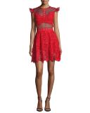 Manhattan Lace Mini Dress, Red