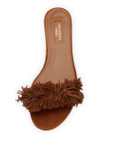 Wild Thing Suede Flat Slide Sandal, Brown
