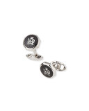 Octagonal AD Cuff Links, Silver/Black
