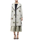 Tinsel-Fringe Full Midi Skirt, Warm Silver