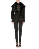Long-Sleeve Diamond-Pattern Sweater, Black/Gold