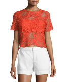 Montana Short-Sleeve Crochet Top, Candela Crochet
