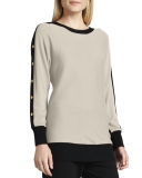 Colorblock Button-Sleeve Sweater