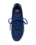 Lucky Leather-Trim Knit Sneaker, Sapphire/Black