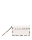 Rolling Rockstud Small Flap Clutch Bag, Ivory