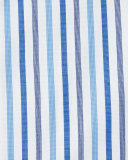 Striped Mitered-Cuff Dress Shirt, White/Blue