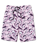 Okoa Shark-Print Swim Trunks, Pink