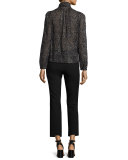 Straight Cropped Suit Pant, Black