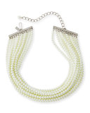 Twelve-Row Pearly Bead Choker Necklace