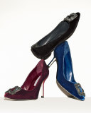 Hangisi Crystal-Buckle Velvet 105mm Pump, Bordo