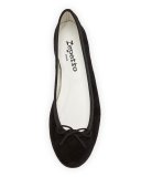 Suede Bow Ballerina Flat, Black