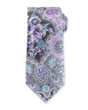 Large Paisley Silk Tie, Gray