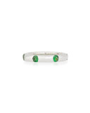 18K White Gold Ring with Green Tsavorite, Size 6
