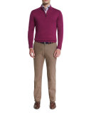 Merino Quarter-Zip Sweater, Raspberry