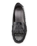 Uma Studded Patent Loafer, Black