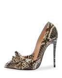 Madame Menodo Snakeskin 100mm Red Sole Pump, Black/Gold