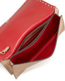 Rockstud Flap Wristlet Clutch Bag, Tan