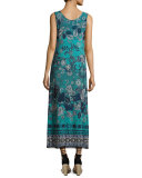 Reversible Button-Front Coverup Maxi Dress, Blue